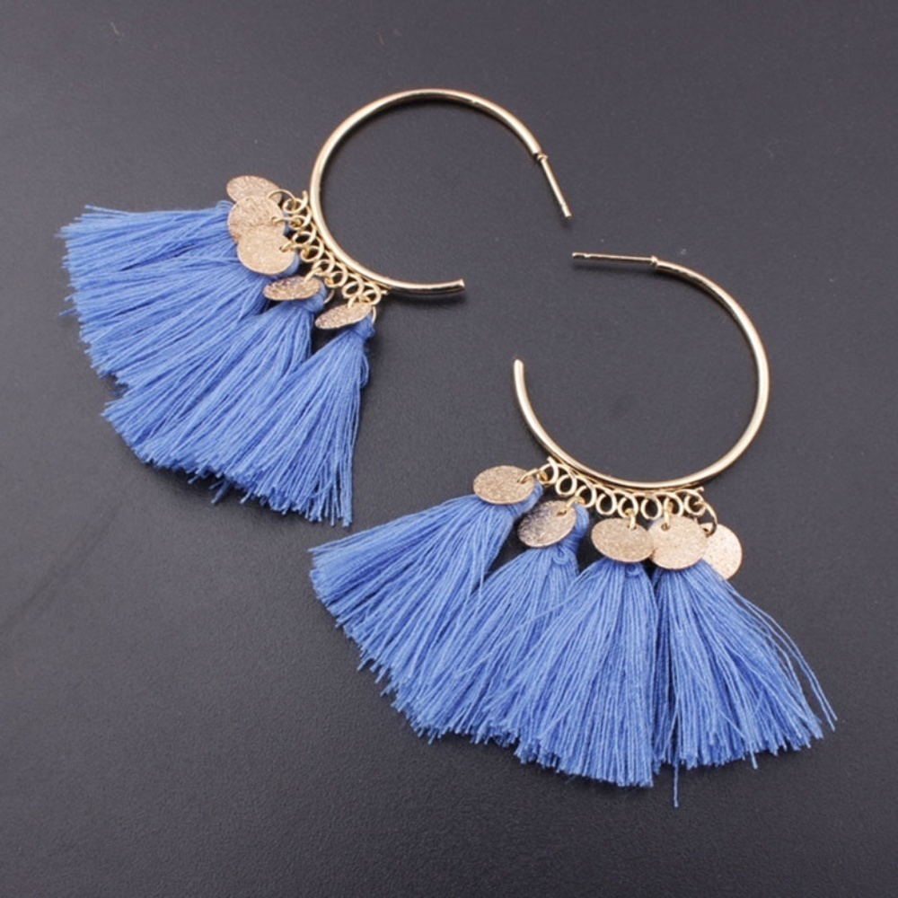 *FRANCES* Blue Tassel x Charm Fashion Earrings